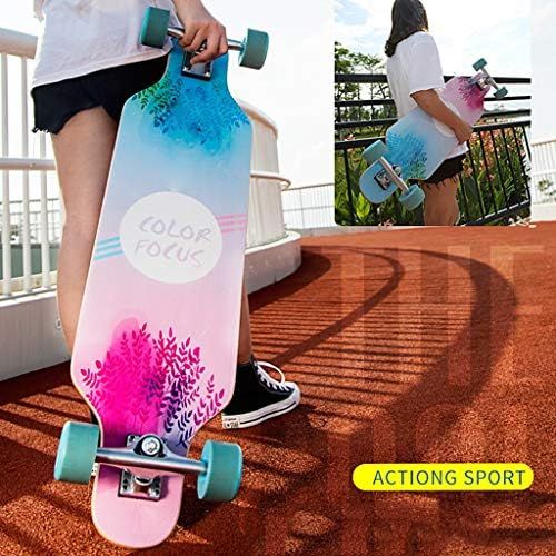  Skateboards 4 Rader Langes Brett Jungen Und Madchen Allgemein Pinselstrasse Anfanger Geschenk 92 Blau (Color : Blue, Size : 92 * 24 * 12cm)