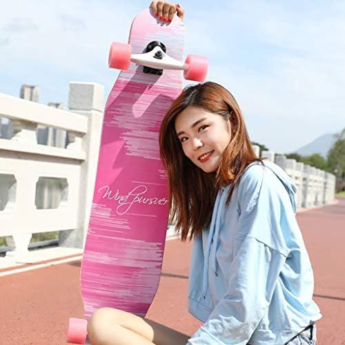  Skateboards Longboard Jungen Und Madchen Allgemein Double Warping Type 107cm Anfanger Pink Brush Street Dance Dance Board Professionelles Board (Color : Pink, Size : 107 * 25 * 15c