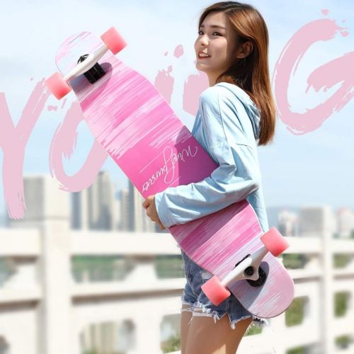  Skateboards Longboard Jungen Und Madchen Allgemein Double Warping Type 107cm Anfanger Pink Brush Street Dance Dance Board Professionelles Board (Color : Pink, Size : 107 * 25 * 15c