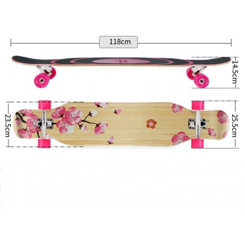  Skateboards Tanzbrett 118cm Pink Ausgefallenes Spiel 4 Runden Langes Brett Pinsel Strasse Geschwindigkeit Drop Travel Strassenbrett (Color : Pink, Size : 118 * 25.5 * 14.5cm)