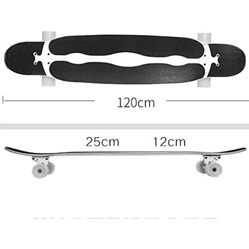  Skateboards Langes Mannliche Und Weibliche Erwachsene Kinder Allgemein Professionelle Buerstenstrassenreisen Tanzbrett Autobahn Doppelneigung Typ 4 Rad Roller 120 * 25 * 12 Schwarz