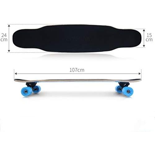  Skateboards Einsteiger Long Board Unisex Strassenbuerste Street All Wheel Einfach Zu Steuern Dance Board 107 * 24 * 15 Blau (Color : Blue, Size : 107 * 24 * 15cm)