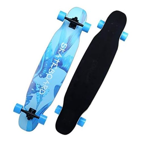  Skateboards Einsteiger Long Board Unisex Strassenbuerste Street All Wheel Einfach Zu Steuern Dance Board 107 * 24 * 15 Blau (Color : Blue, Size : 107 * 24 * 15cm)