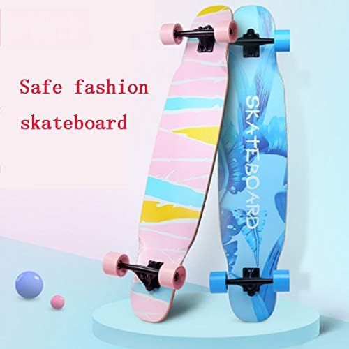  Skateboards Einsteiger Long Board Unisex Strassenbuerste Street All Wheel Einfach Zu Steuern Dance Board 107 * 24 * 15 Blau (Color : Blue, Size : 107 * 24 * 15cm)