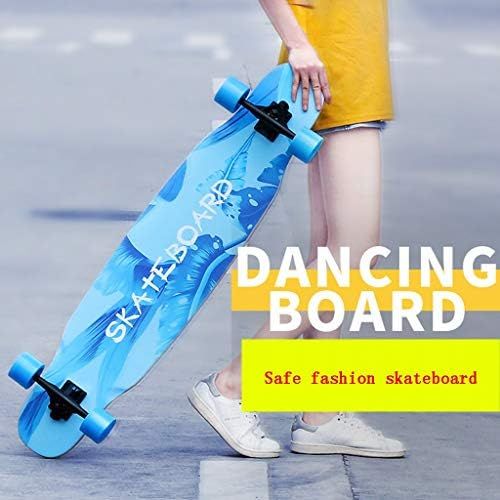  Skateboards Einsteiger Long Board Unisex Strassenbuerste Street All Wheel Einfach Zu Steuern Dance Board 107 * 24 * 15 Blau (Color : Blue, Size : 107 * 24 * 15cm)