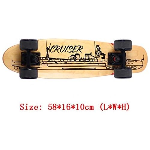  Skateboards Brown Cruiser Fischplatte Ahornholz Universal-Universal Fuer Erwachsene 58cm Strassenbuerste Street Travel Anfanger (Color : Brown, Size : 58 * 16 * 10cm)