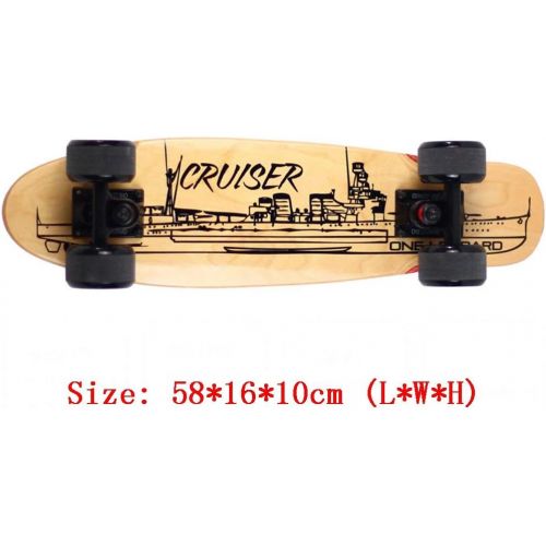  Skateboards Brown Cruiser Fischplatte Ahornholz Universal-Universal Fuer Erwachsene 58cm Strassenbuerste Street Travel Anfanger (Color : Brown, Size : 58 * 16 * 10cm)