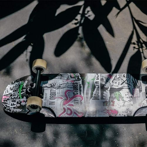  Skateboards 89cm Schwarzes Graffiti-Muster Langes Brett Pinsel Street Travel Downhill Game Erwachsene Kinder Jungen Und Maedchen Allgemeines (Color : Black, Size : 89 * 24.5 * 12cm)