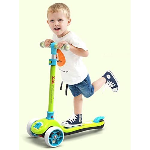  Skateboards 55cm Gruen Flash Wheel Faltbares Auto Kinder-Baby-Roller Kinderauto 3 Wheeler 2-3-6-12 Jahre Alt Roller (Color : Green, Size : 55 * 25 * 55cm)