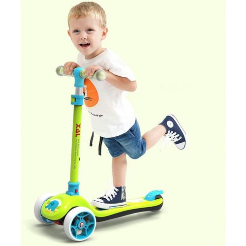  Skateboards 55cm Gruen Flash Wheel Faltbares Auto Kinder-Baby-Roller Kinderauto 3 Wheeler 2-3-6-12 Jahre Alt Roller (Color : Green, Size : 55 * 25 * 55cm)