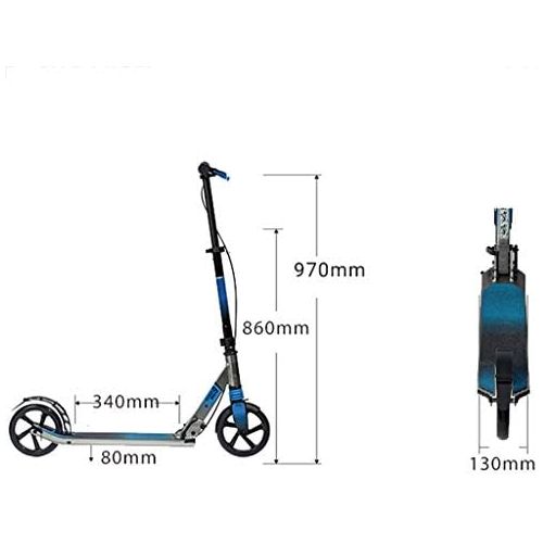  Skateboards 80cm Kinderauto 6-12 Jahre Altes Kind Geschenk Jugend Blau Vibrationshandbremse 2 Wheeler Scooter (Color : Blue, Size : 80 * 13 * 86cm)