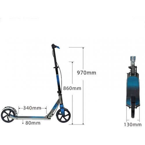  Skateboards 80cm Kinderauto 6-12 Jahre Altes Kind Geschenk Jugend Blau Vibrationshandbremse 2 Wheeler Scooter (Color : Blue, Size : 80 * 13 * 86cm)