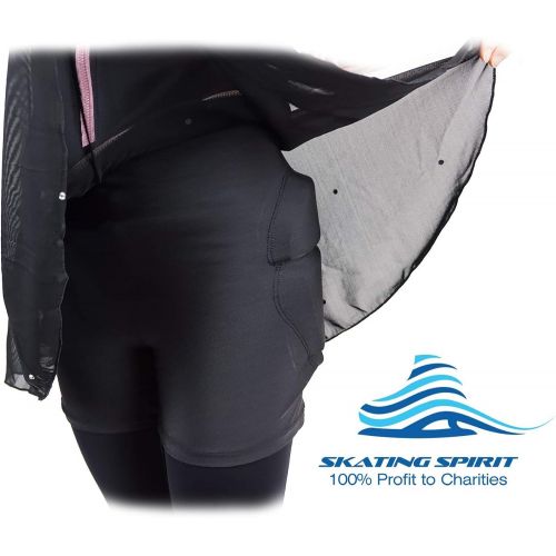  Skating Spirit Padded Skating Shorts Protective Crash Pants Built-in Mash Skirt Covering Tailbone Hip Butt Pad