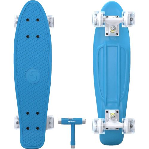  [아마존베스트]Skatro Mini Cruiser Skateboard. 22x6inch Retro Style Plastic Board Comes Complete