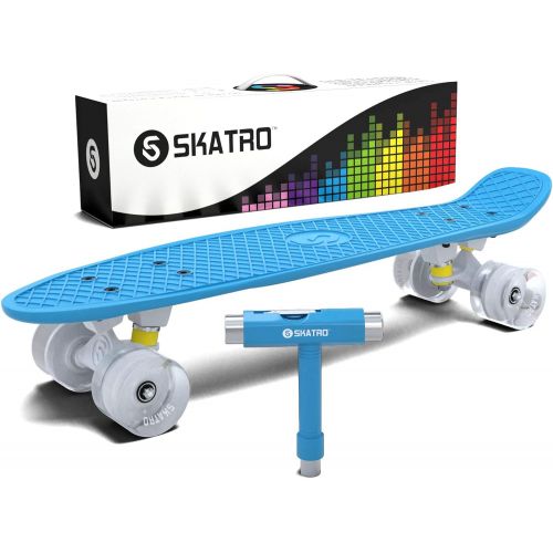  [아마존베스트]Skatro Mini Cruiser Skateboard. 22x6inch Retro Style Plastic Board Comes Complete