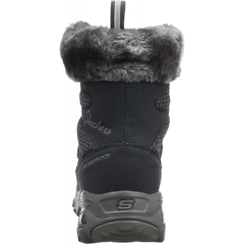 스케쳐스 Skechers Womens DLites-Bomb Cyclone. Short Lace Up Boot with Fur Collar Fashion