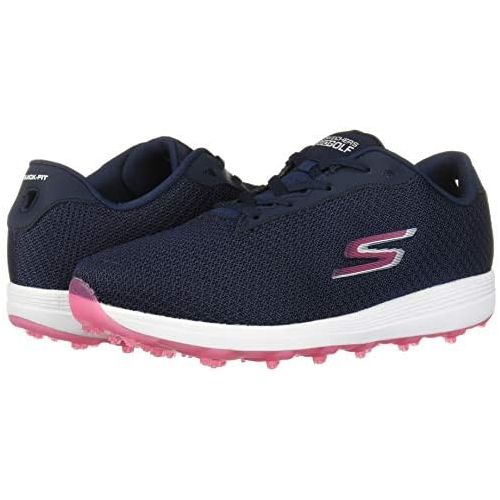 스케쳐스 Skechers Womens Max Golf Shoe, Navy/Pink Textile, 6 M US