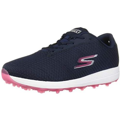 스케쳐스 Skechers Womens Max Golf Shoe, Navy/Pink Textile, 6 M US