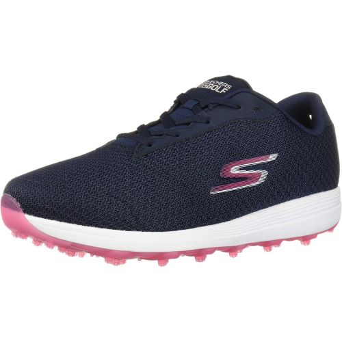 스케쳐스 Skechers Womens Max Golf Shoe, Navy/Pink Textile, 6 M US