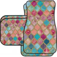 Skid YouCustomizeIt Glitter Moroccan Watercolor Car Floor Mats Set - 2 Front & 2 Back (Personalized)