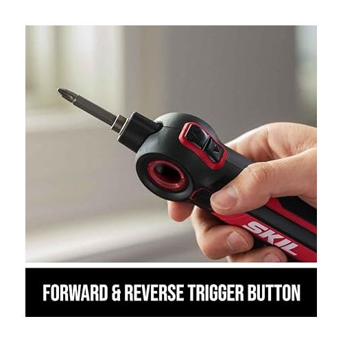  SKIL Twist 2.0 Rechargeable 4V Screwdriver with Pivoting Head, Torque Setting, USB-C Charging Cable & 2PC Bit Set-SD5619-01