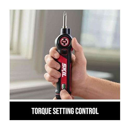 SKIL Twist 2.0 Rechargeable 4V Screwdriver with Pivoting Head, Torque Setting, USB-C Charging Cable & 2PC Bit Set-SD5619-01
