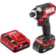 SKIL PWR CORE 12 Brushless 12V 1/4 In. Hex Compact Impact Driver Kit with 3-Speed & Halo Light & One-handed collet Includes 2.0Ah Lithium Batteries and PWR JUMP Charger -ID6744A-10