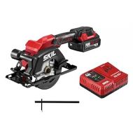 Skil PWRCORE 20 Brushless 20V 4-1/2 in. Compact Lightweight One-Hand Circular Saw Kit with Up to 6,000 RPM Includes 2.0Ah PWR CORE 20 Lithium Battery and Charger - CR5435B-10, Red