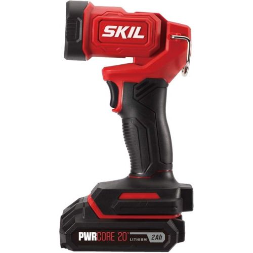  SKIL 20V 4-Tool Combo Kit: 20V Cordless Drill Driver Reciprocating Saw, Circular Saw and Spotlight, Includes Two 2.0Ah PWR CORE Lithium Batteries and One Charger - CB739701,Black, Red