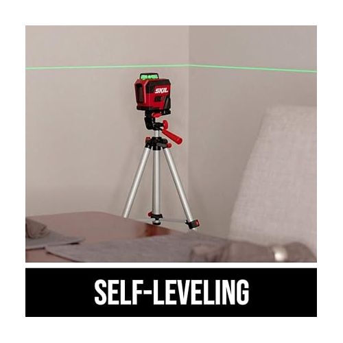  SKIL 100ft Self-Leveling Green Cross Line Laser with Rechargeable Battery, Tripod & Bag - LL9322G-01