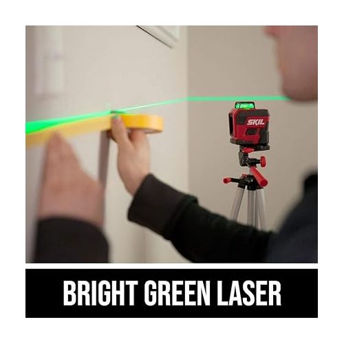  SKIL 100ft Self-Leveling Green Cross Line Laser with Rechargeable Battery, Tripod & Bag - LL9322G-01