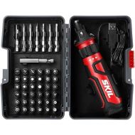 SKIL Rechargeable 4V Cordless Screwdriver with Circuit Sensor Technology Includes 45pcs Bit Set, USB Charging Cable, Carrying Case - SD561204