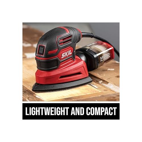  SKIL Corded Detail Sander, Includes 3pcs Sanding Paper and Dust Box - SR250801