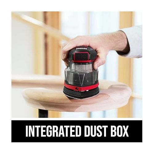  SKIL PWR CORE 12 Brushless 12V Compact Detail Sander Kit with Up to 12,000 OPM Includes 40pc Sandpaper(80/120/180/240 grits), Dust Box, 2.0Ah Battery and Charger - SR6608A-10,Red