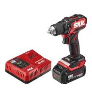 Skil PWR CORE 20 Brushless 20V 1/2 in. Compact Varible-Speed Drill Driver Kit with 1/2'' Single-Sleeve, Keyless Ratcheting Chuck & LED Worklight Includes 2.0Ah Battery and PWR Jump Charger-DL6293B-10