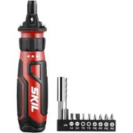 SKIL Rechargeable 4V Cordless Screwdriver with Circuit Sensor Technology, Includes 9pcs Bit, 1pc Bit Holder, USB Charging Cable - SD561201, Red