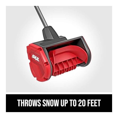  SKIL PWR CORE 40 Brushless 40V 12 in. Power Head Snow Shovel Kit, 20'ft Throwing Distance, Includes 4.0Ah Battery and Charger - PSS1200C-10, Red