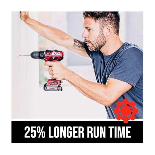  SKIL 2-Tool Combo Kit: PWRCore 12 Brushless 12V 1/2 Inch Cordless Drill Driver and 100 Foot Laser Distance Measurer and Level, Includes 2.0Ah Lithium Battery and PWRJump Charger - CB737501