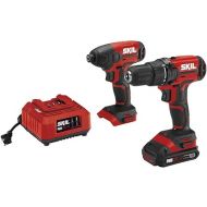 SKIL 20V 2-Tool Combo Kit: 20V Cordless Drill Driver and Impact Driver Kit Includes 2.0Ah PWR CORE 20 Lithium Battery and Charger - CB739001