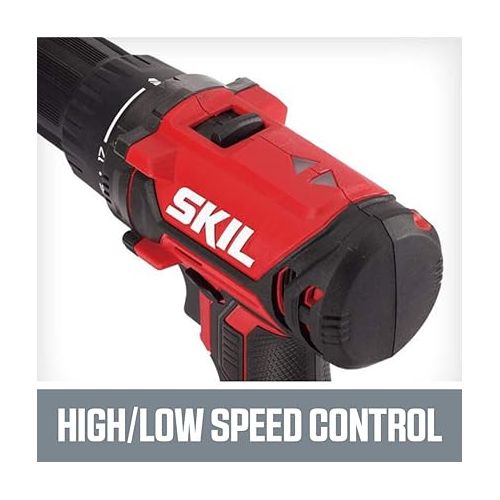  SKIL 20V 2-Tool Combo Kit: 20V Cordless Drill Driver and Impact Driver Kit Includes 2.0Ah PWR CORE 20 Lithium Battery and Charger - CB739001