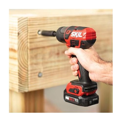  SKIL 2-Tool Kit: PWRCore 12 Brushless 12V 1/2 Inch Cordless Drill Driver and 1/4 Inch Hex Impact Driver, Includes Two 2.0Ah Lithium Batteries and One Standard Charger - CB738501