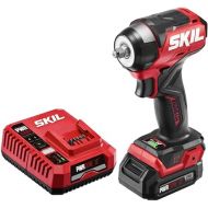 SKIL PWR CORE 12 Brushless 12V 3/8 In. Compact Impact Wrench Kit with 3-Speed & Halo Light Includes 2.0Ah Lithium Battery and PWR JUMP Charger - IW6744A-10