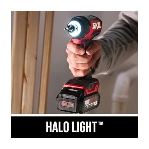  Skil PWRCORE 20 Brushless 20V 1/4 in. Hex Compact Impact Driver Kit with 3-Speed & Halo Light & One-Handed Collet Includes 2.0Ah Battery and Charger- ID6739B-10