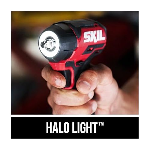  SKIL PWR CORE 20 Brushless 20V 3/8 in. Compact Impact Wrench Kit with 3-Speed & Halo Light Includes 2.0Ah Battery and PWR Jump Charger - IW6739B-10