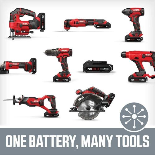  SKIL 2-Tool Combo Kit: 20V Drill Driver and Reciprocating Saw, Includes Two 2.0Ah Lithium Batteries, PWRAssist USB Charging Adapter and One Charger - CB739401