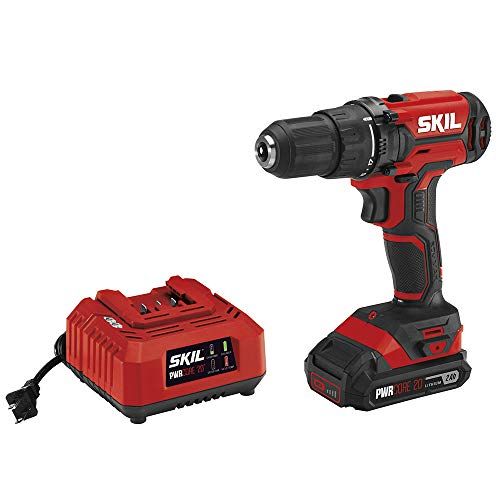  SKIL 20V 1/2 Inch Cordless Drill Driver Includes 2.0Ah PWR CORE 20 Lithium Battery and Charger - DL527502