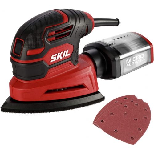  [아마존베스트]SKIL Corded Detail Sander, Includes 3pcs Sanding Paper and Dust Box - SR250801