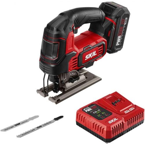  [아마존베스트]SKIL PWRCore 20 Brushless 20V 1 Stroke Jigsaw, Includes 2.0Ah Lithium Battery with PWRAssist USB & PWRJump Charger - JS820202