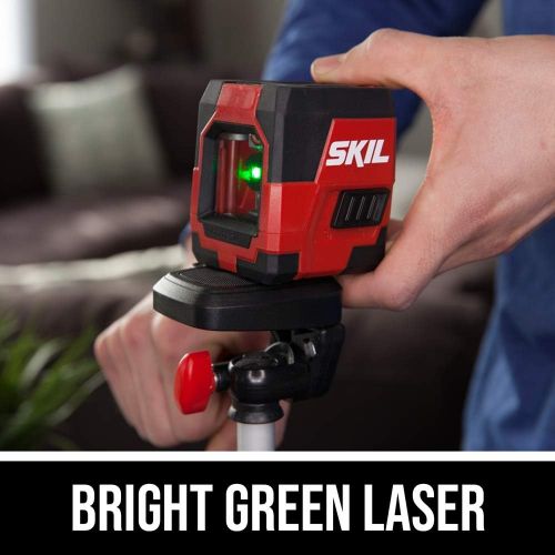  [아마존베스트]SKIL 65ft. Green Self-leveling Cross Line Laser Level with Projected Measuring Marks, Rechargeable Lithium Battery with USB Charging Port, Clamp & Carry Bag Included - LL932401