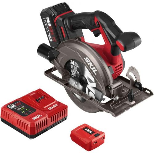  SKIL PWR CORE 20 Brushless 20V 6-1/2 Circular Saw Kit, Includes 4.0 Ah Battery, PWR ASSIST UBS Adapter AND PWR JUMP Chargers - CR5413-1A